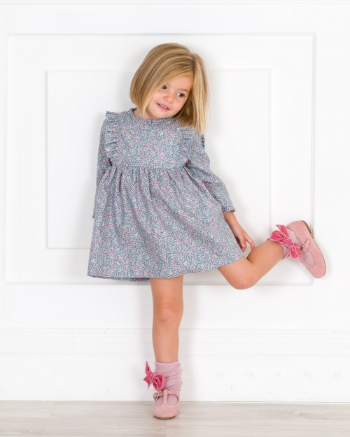 Girls Blue Unicorn Outfit Set with Pale Pink Long Socks