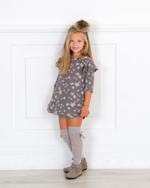 Girls Grey Star Dress Outfit