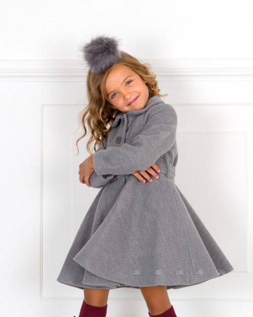 Girls Grey Hooded Duffle Coat Outfit