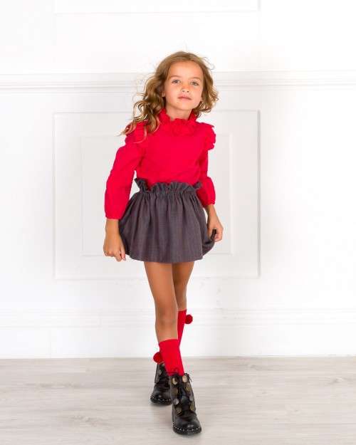Girls Black & Gary Llama Skirt Outfit Sets & Black Boots Outfit