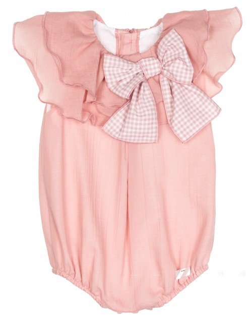 Baby Girls Pale Pink Bambula Shortie with Ruffle Collar