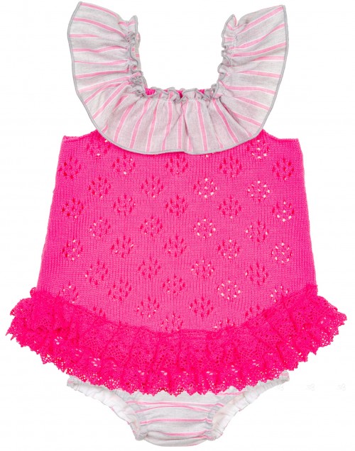 Girls Pink Knitted 2 Piece Outfit Set