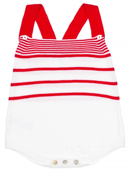 Baby White & Red Striped Cotton Shortie