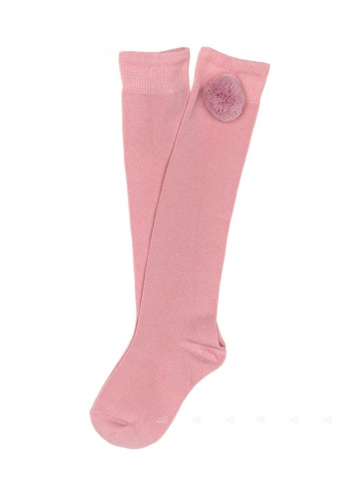 Pale Pink Socks with Pom-Poms