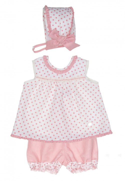 Baby Ivory & Pink Star Print 3 Piece Knickers Set 