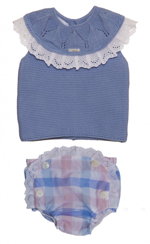 Baby Lilac Sweater & Check Print Knickers Set 
