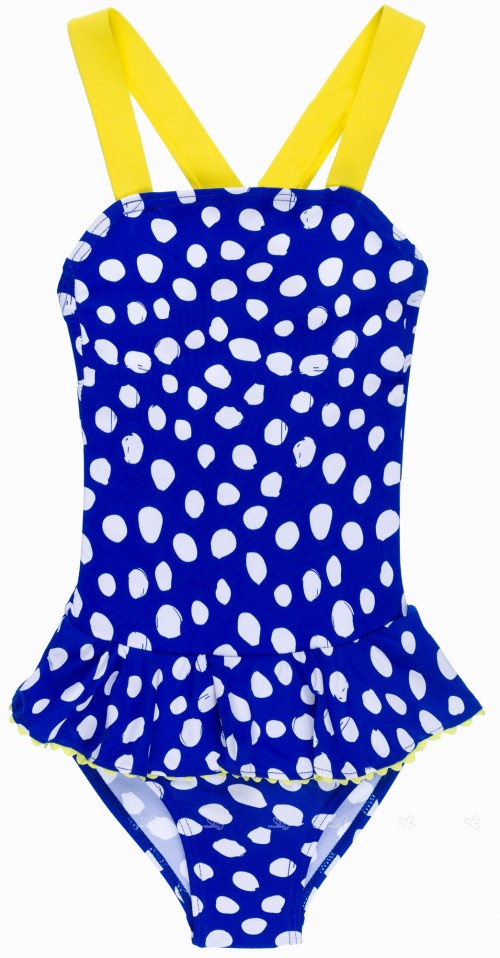 Dadati Bañador Niña Lunares Azul & Tirantes Cruzados Amarillo 