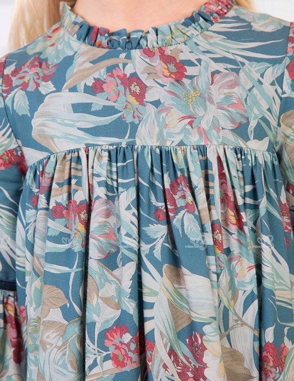 Abel & Lula Girls Blue Floral Print Dress | Missbaby