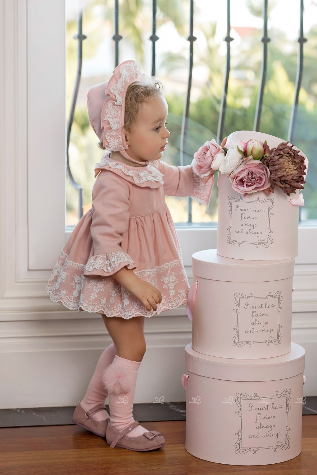 Alegre despreciar en voz alta DOLCE PETIT Vestido Infantil Rosa Encaje Blanco | bicopitanga.com.br