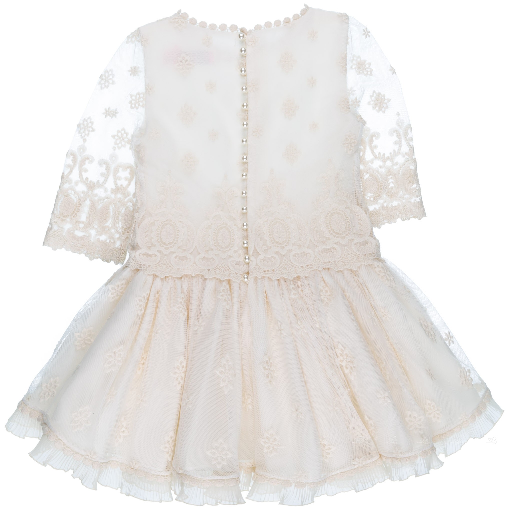 Chari Sierra Girls Ivory Tulle Embroidered Dress | Missbaby