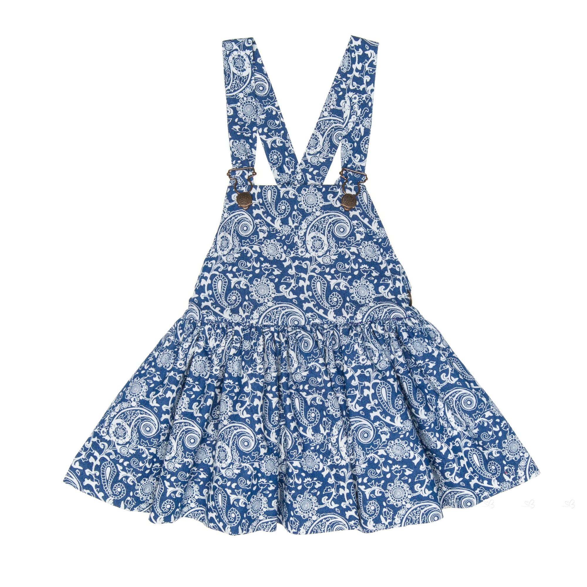 Badum Badero Girls Blue & White Denim Dungaree Skirt | Missbaby