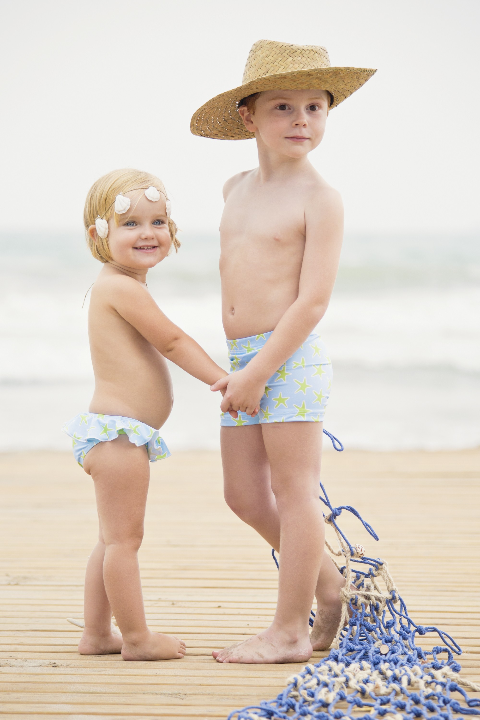 Meme Y Nana Blue Aqua Green Star Print Bikini Bottoms Missbaby