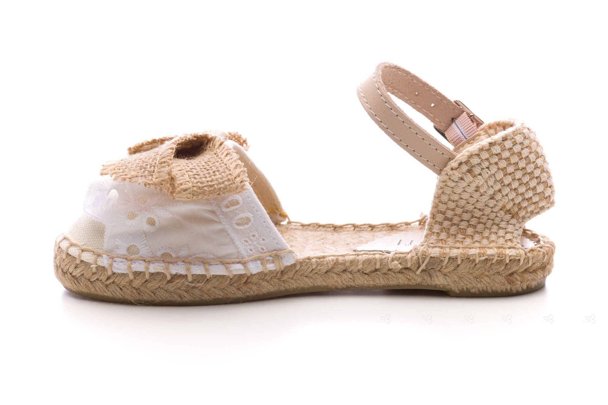 CONFETTI Girls Ivory Espadrille Sandals & Yute Bow Missbaby
