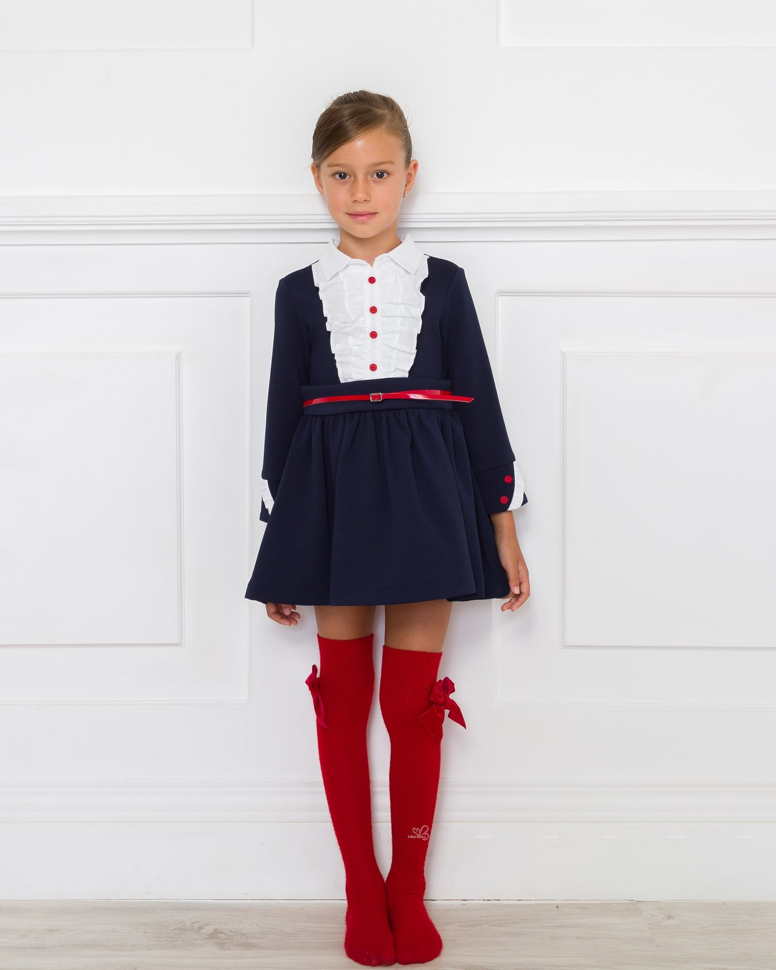 Girls Black Jersey Dress & Red Longs Socks Outfit | Missbaby