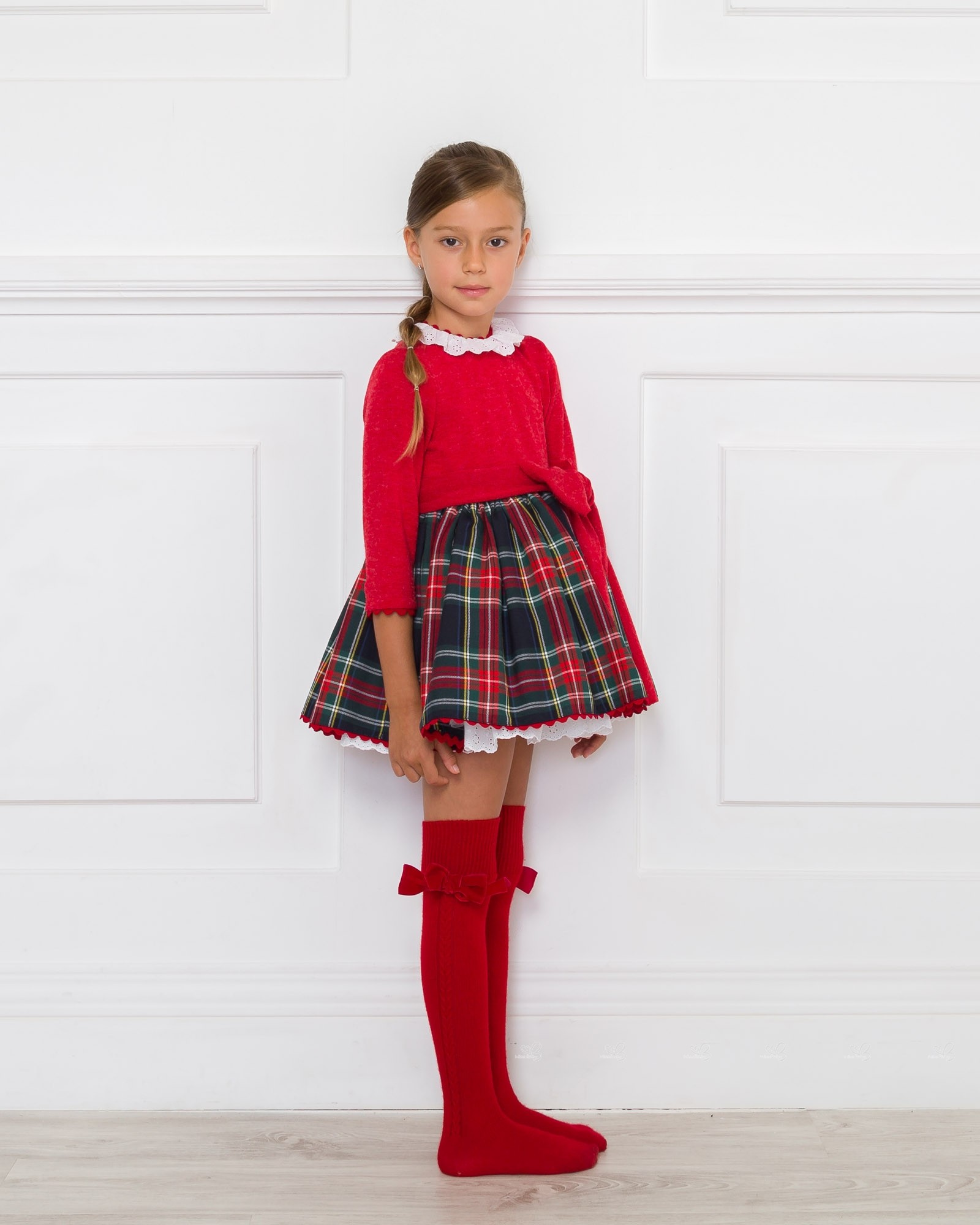 Girls Black Jersey Dress & Red Longs Socks Outfit | Missbaby