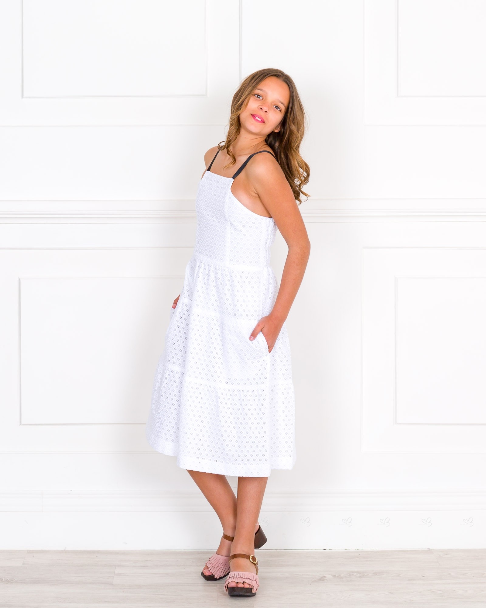 white cotton midi