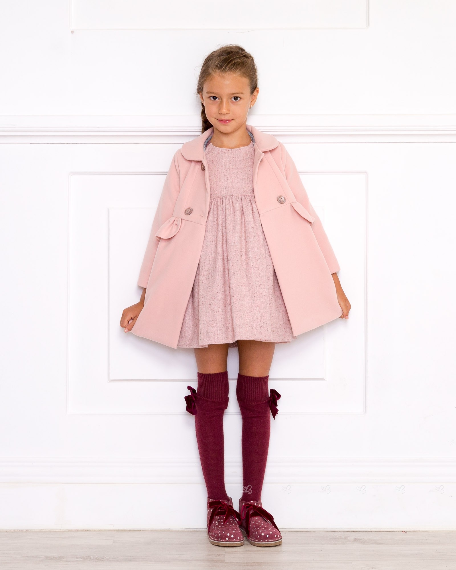 Girls Pink Coat with Ruffle Waist Missbaby