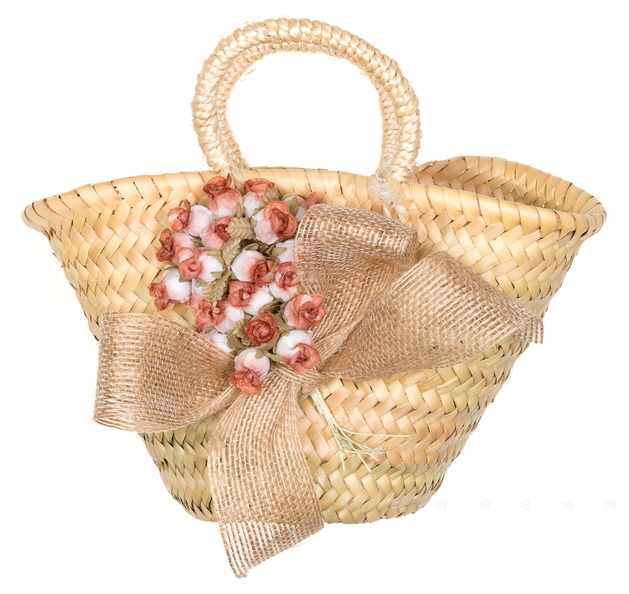 Rochy Girls Straw Bag with Roses & Jute Ribbon Bow | Missbaby
