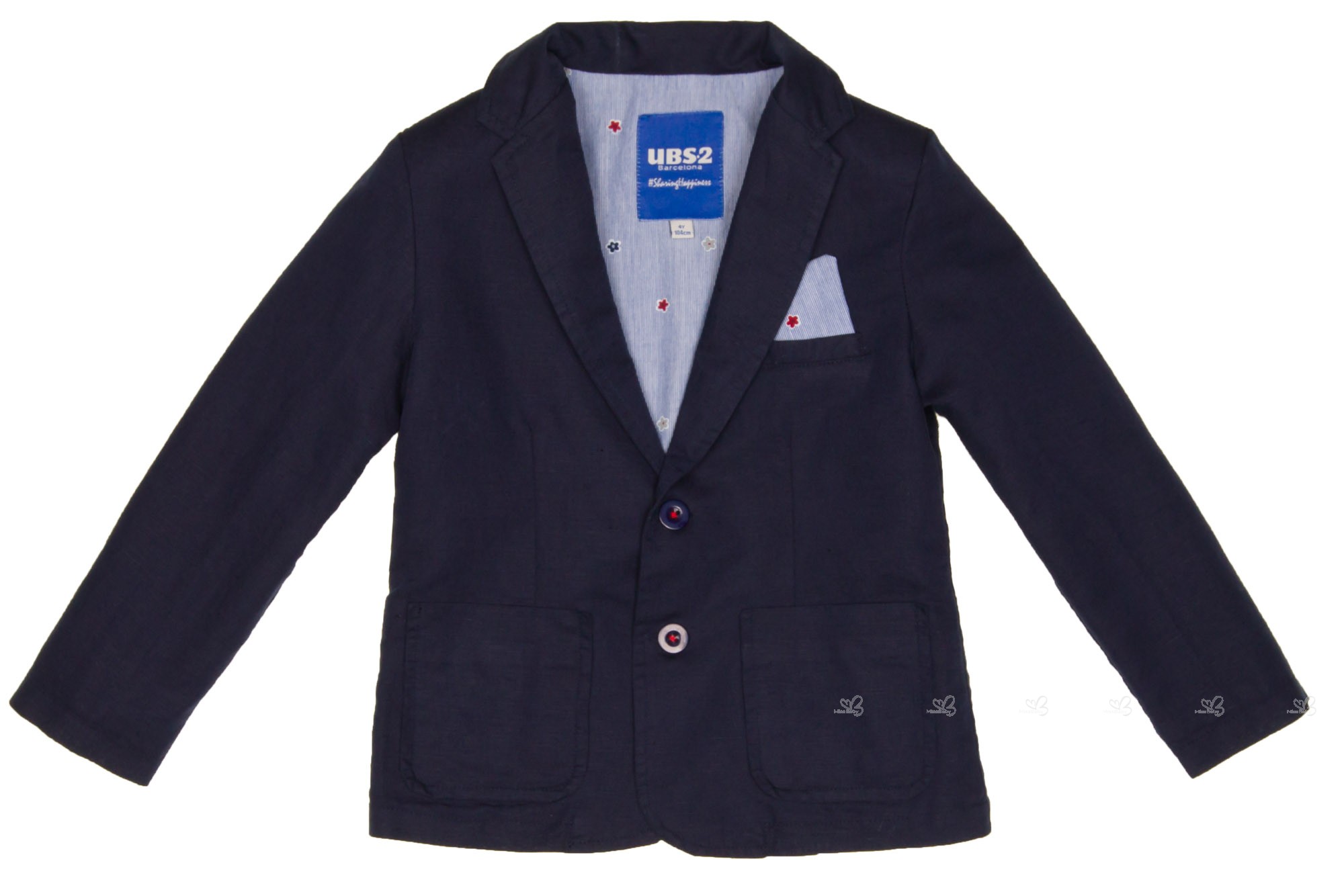 UBS2 Boys Navy Blue Cotton & Linen Blazer | Missbaby