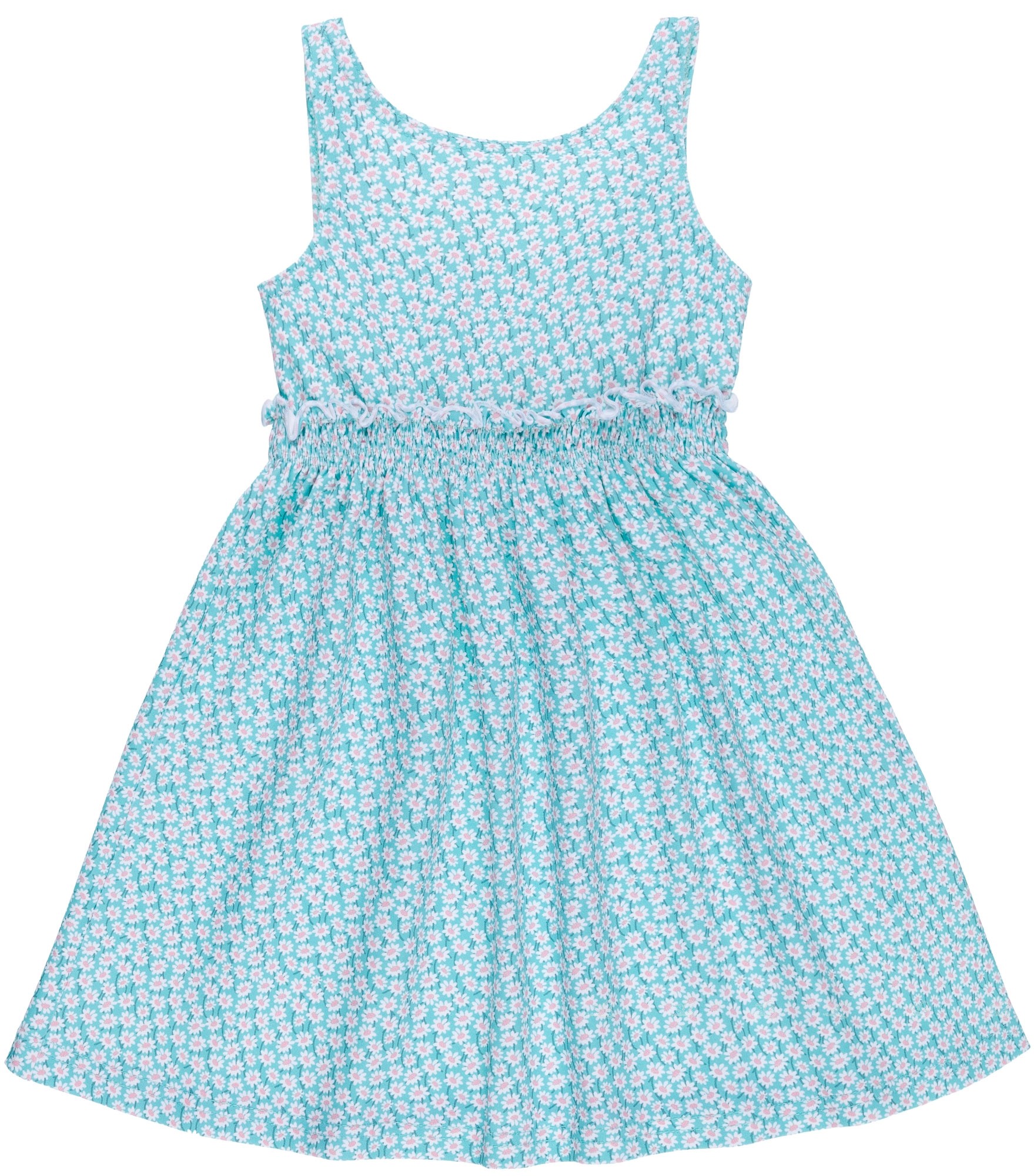Maricruz Moda Infantil Aqua Green Floral Print Dress Pink Tulle Bow | Missbaby