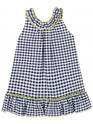 Girls Black Gingham Dress with Yellow Bows