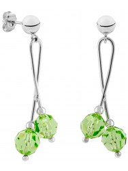 Silver Hanging Earrings with Green Swarovski Crystals