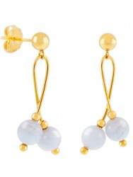 Gold Hanging Earrings & Calcedonia Stones