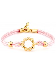 Girls Pink Silk Cord & Gold Plated Bracelet