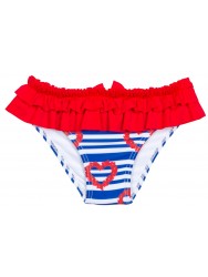 Baby Girls Navy Blue & Red Striped Bikini Bottoms