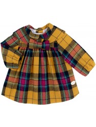 Baby Girls Mustard & Pink Checked Dress