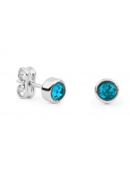 Silver & Swarovski Blue Crystal Round Earrings