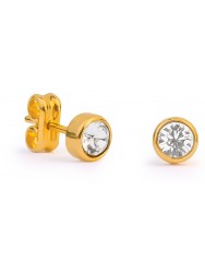 Gold & Swarovski Crystal Round Earrings