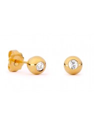 Gold Sphere & Swarovski Crystal Earrings