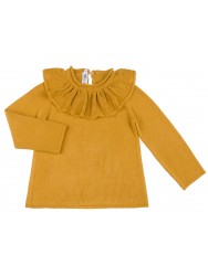 Girls Mustard Sweater & Ruffle Collar