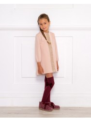 Girls Pink Dress & Mink Boots Outfit