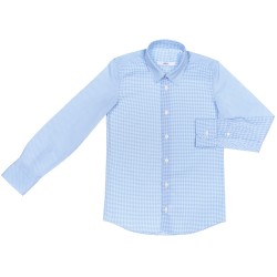 Boys White & Blue Spotted Shirt 