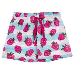 Boys Light Blue & Pink Strawberry Swim Shorts