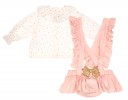 Baby Girls Ivory Blouse & Pale Pink Dungaree Shortie Set
