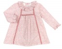 Baby Pink Floral Print Dress With Ruffle Collar 