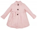 Girls Pink Gabardine Trench Coat With Layered Frilly Back
