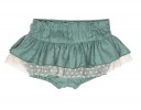 Girls Green Knitted Sweater, Liberty Print Blouse & Ruffle Shorts Set 