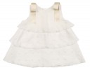Ivory Embroidered Polka Dot Ruffle Dress With Ivory Bows