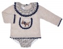 Beige & Navy Blue Dog 2 Piece Sweater Set 