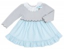 Baby Gray & Blue Polka Dot Dress