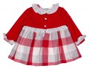 Girls Red & Gray Check Print Dress