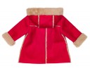 Red & Beige Sythetic Suede Duffel Coat