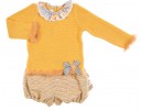Mustard Knitted Sweater & Tweed Ruffle Shorts Set