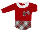 Baby Red Knitted Sweater &Tartan Short Set