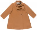 Girls Beige Coat with Bow