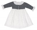 Baby White & Gray Knitted Top & Sparkle Star Print Day Gown